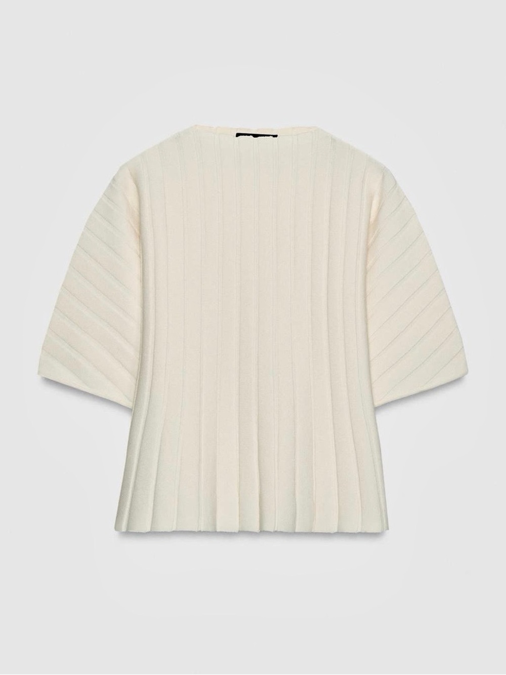 Zara NWT ivory Cream Ribbed Short-Sleeve knit Sweater structured Top - Picture 7 of 9